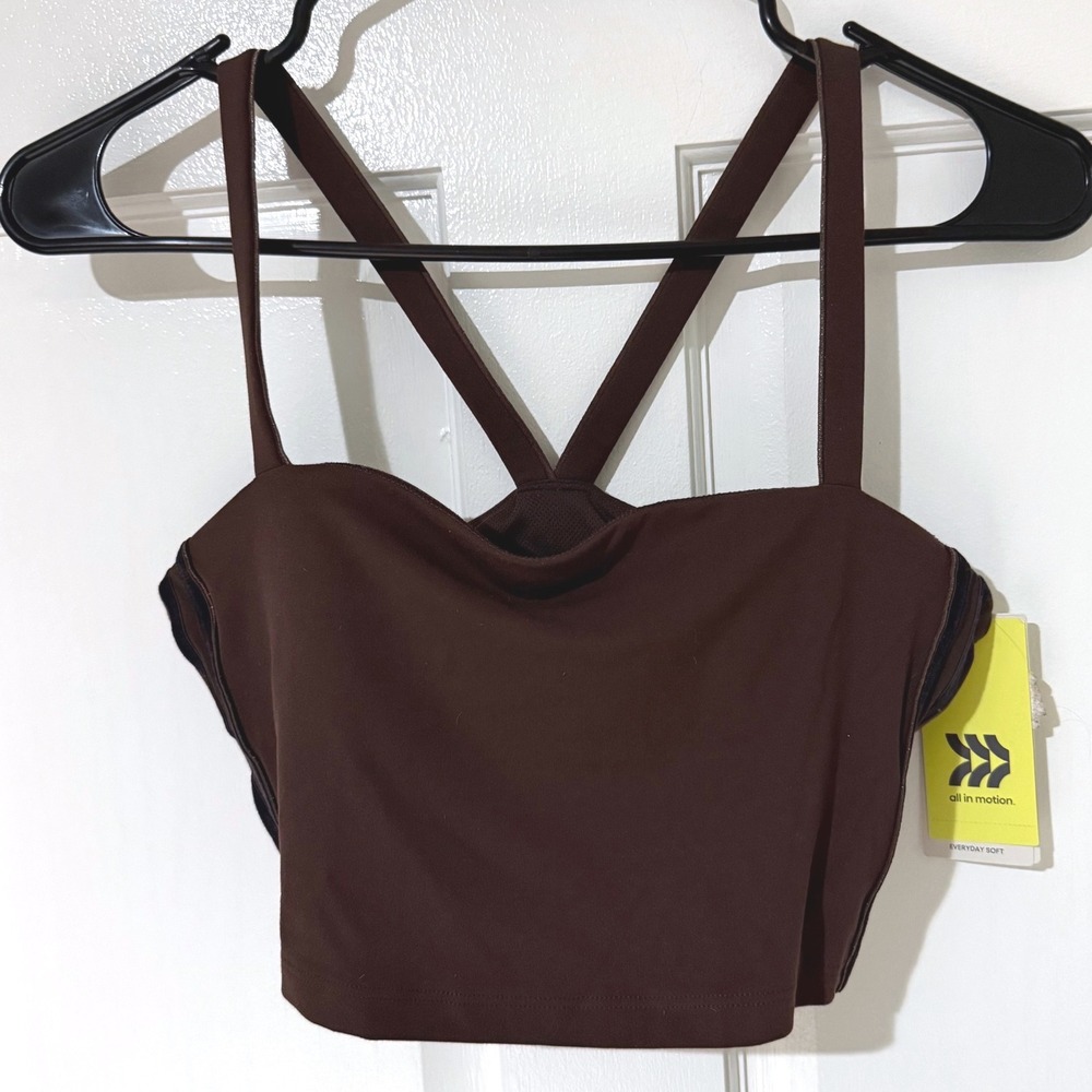 All in Motion Brown Everyday Soft Cross Back Sports Bra Small NWT